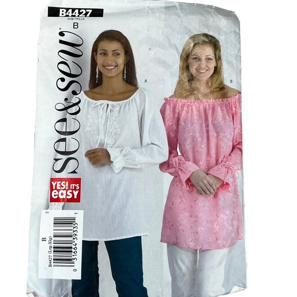 See & Sew B4427 Women's Blouse Sewing Pattern Easy Sizes XS-XL Long Sleeve - Picture 1 of 3
